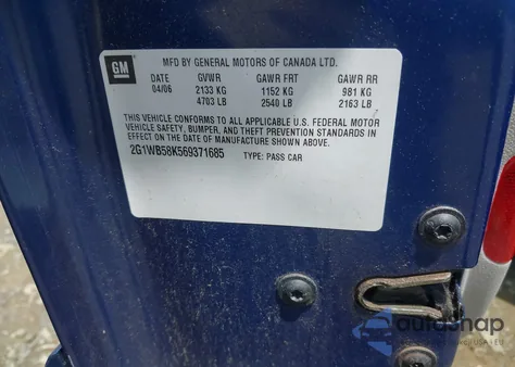 2006 Chevrolet Impala Ls from USA, damaged, VIN 2G1WB58K569371685